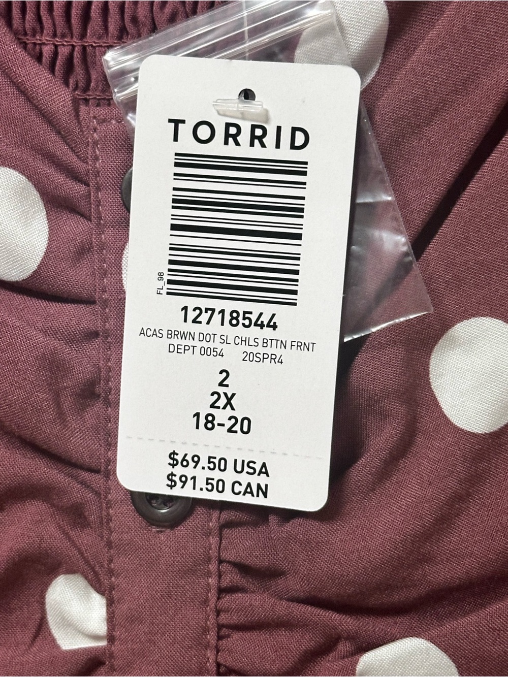torrid mauve polka dot button-front maxi dress - Picture 3 of 6